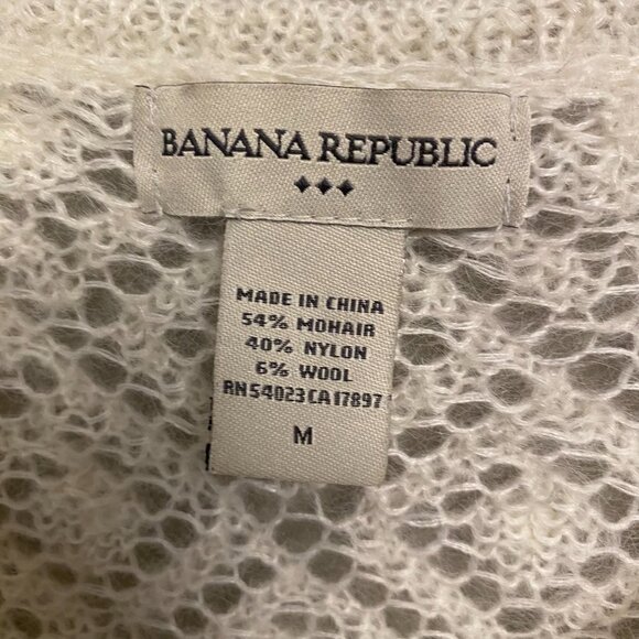 Banana Republic Caridgan Size Med Wool blend Open Knit Cream 2000s Y2K - Picture 2 of 11